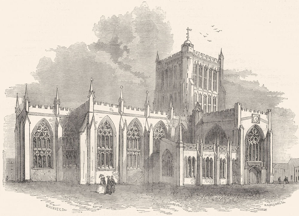BRISTOL. The Cathedral 1850 old antique vintage print picture